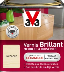 V33 Vernis intérieur meubles/boiseries incolore brillant 0,5L