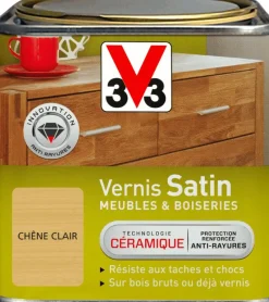 Clearance V33 Vernis intérieur meubles/boiseries chêne clair Cire 0,5L