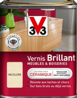 Sale V33 Vernis intérieur meubles/boiseries incolore Brillant 250 ml