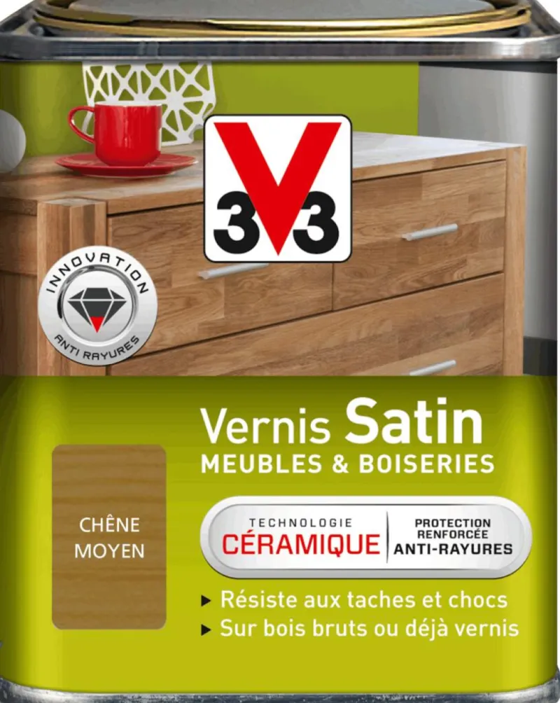 Online V33 Vernis intérieur meubles/boiseries chêne moyen satin 250 ml