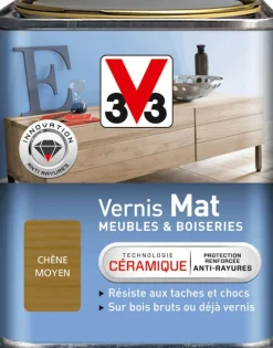 Discount V33 Vernis intérieur meubles/boiseries chêne moyen mat 250 ml
