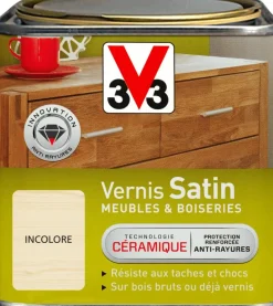 Outlet V33 Vernis meubles et boiseries blanc patiné satin 250 ml