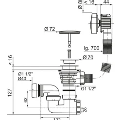 Online WIRQUIN Vidage de baignoire câble 70 cm siphon orientable