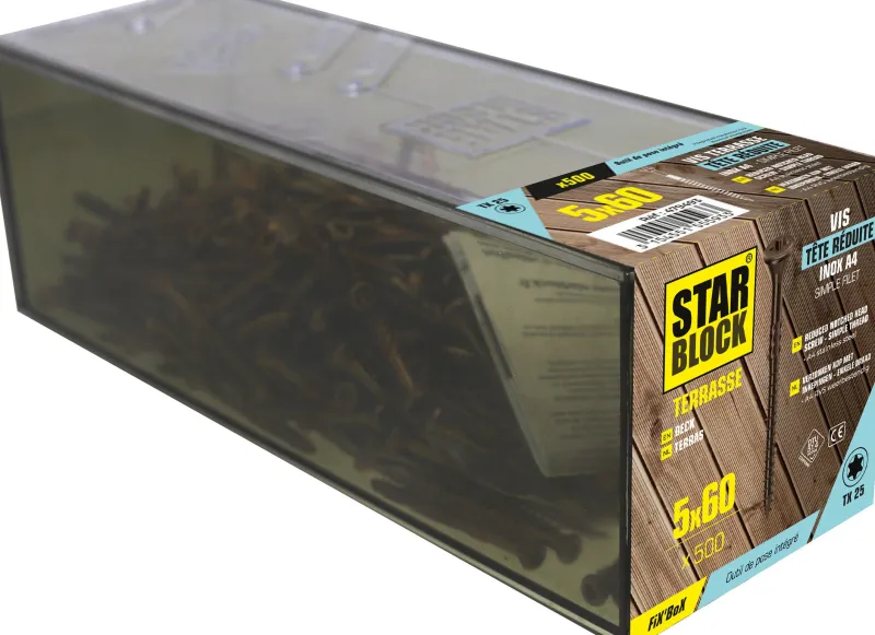 New STARBLOCK Vis terrasse piscine tête fraisée TX inox A4 5x60mm (x500)