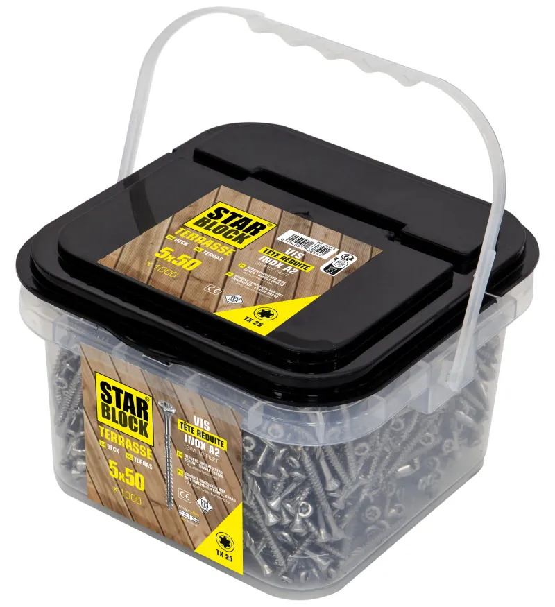Best STARBLOCK Vis terrasse tête fraisée TX inox A2 5x50mm (x1000)
