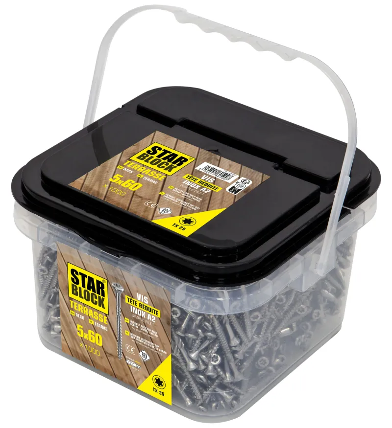 Outlet STARBLOCK Vis terrasse tête fraisée TX inox A2 5x60mm (x1000)