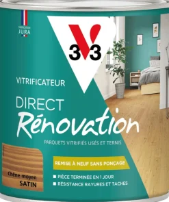 New V33 Vitrificateur direct rénovation chêne moyen satin 0,75L